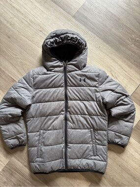 Under Armour Boys Pronto Puffer Jacket Gray ColdGear Youth Large YLG